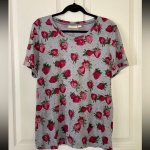 Anthropologie Maeve Strawberry Top size L NWOT